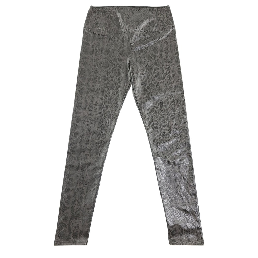 7 For All Mankind Leggings Womens M Brown Faux Leather Snake Print Ankle Stretch